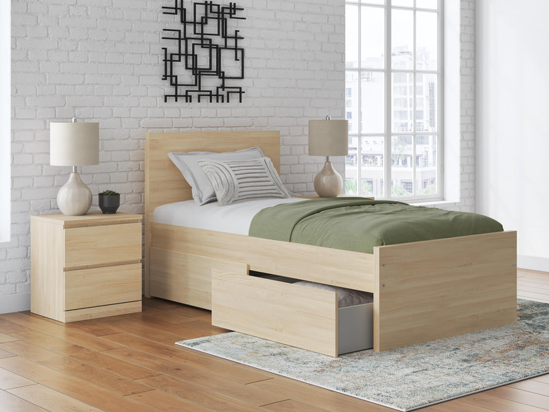 Cama con plataforma Onita con 1 compartimento de almacenamiento lateral