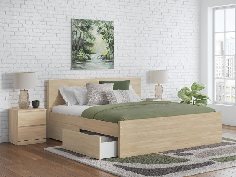 Cama con plataforma Onita con 1 compartimento de almacenamiento lateral