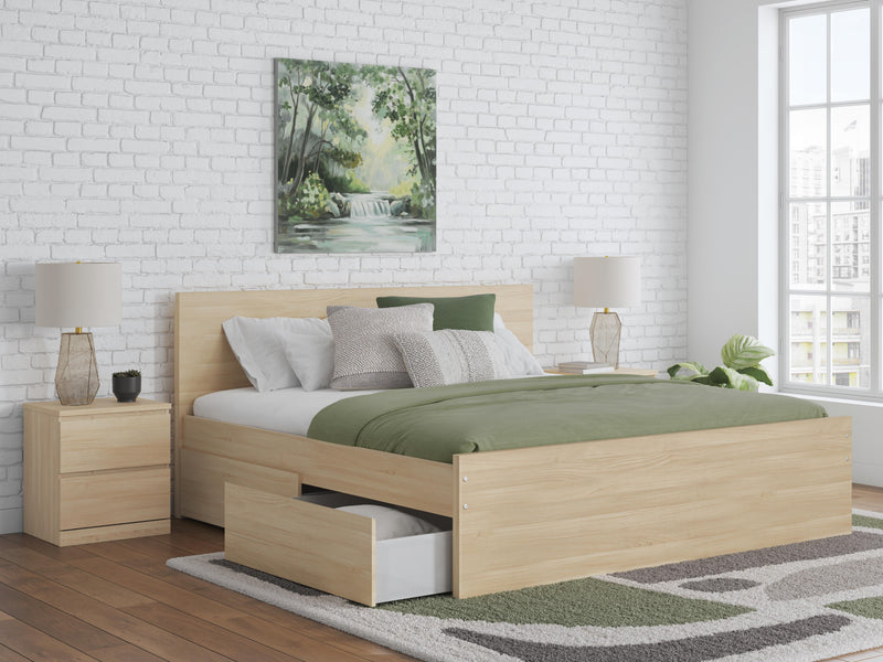 Cama con plataforma Onita con 1 compartimento de almacenamiento lateral