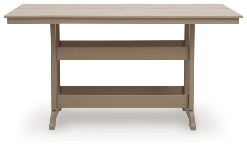 Mesa de mostrador rectangular Sandy Dune con opción de sombrilla
