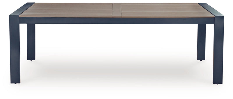 Mesa de comedor rectangular Mabry Shores con opción de sombrilla