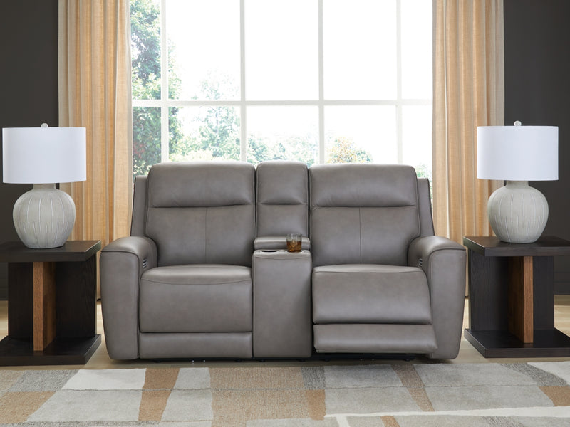 Sofá biplaza reclinable eléctrico 5Z-Relaxation con consola y reposacabezas ajustable