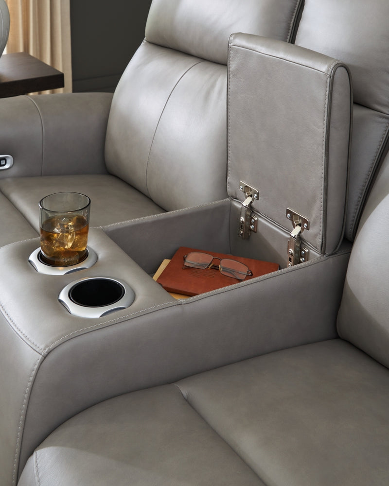 Sofá biplaza reclinable eléctrico 5Z-Relaxation con consola y reposacabezas ajustable