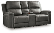 Beryton Power Reclining Loveseat/Console/Adjustable Headrest