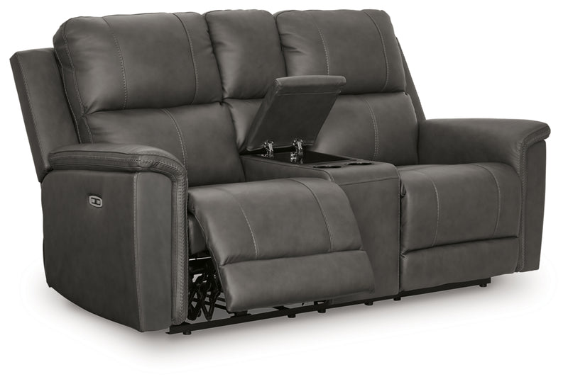 Beryton Power Reclining Loveseat/Console/Adjustable Headrest