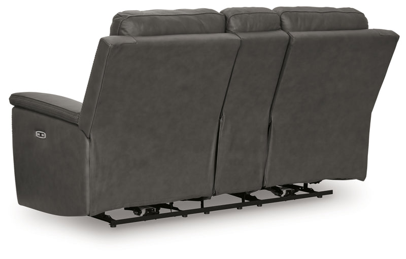 Beryton Power Reclining Loveseat/Console/Adjustable Headrest