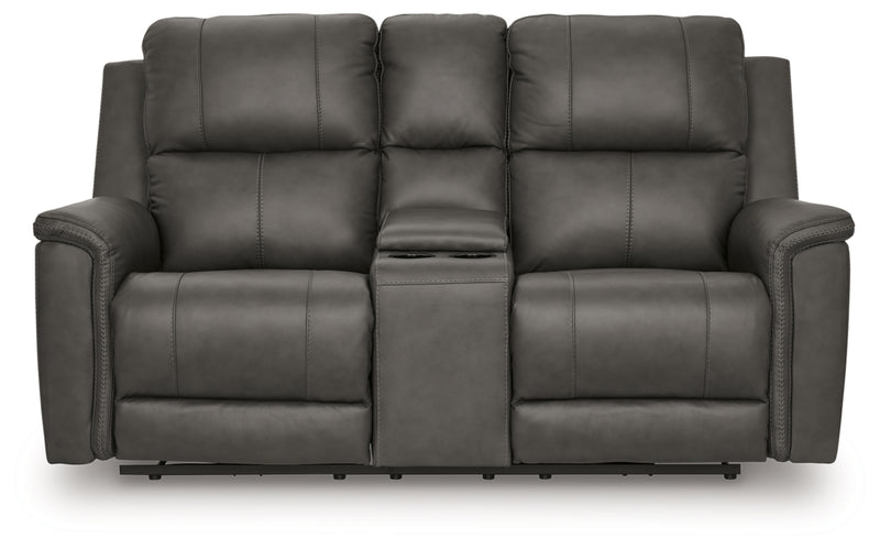 Beryton Power Reclining Loveseat/Console/Adjustable Headrest