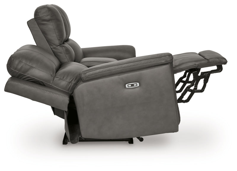 Beryton Power Reclining Loveseat/Console/Adjustable Headrest