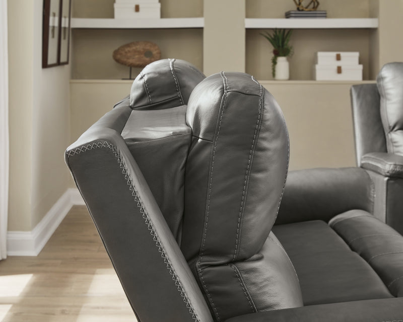 Beryton Power Reclining Loveseat/Console/Adjustable Headrest