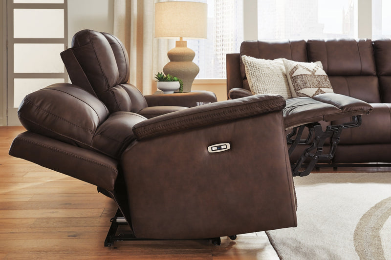 Beryton Power Reclining Loveseat/Console/Adjustable Headrest