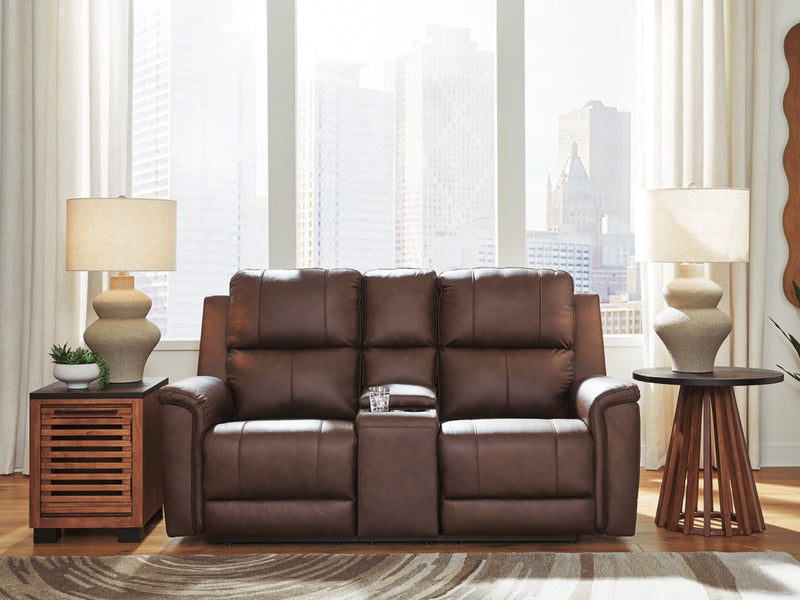 Beryton Power Reclining Loveseat/Console/Adjustable Headrest