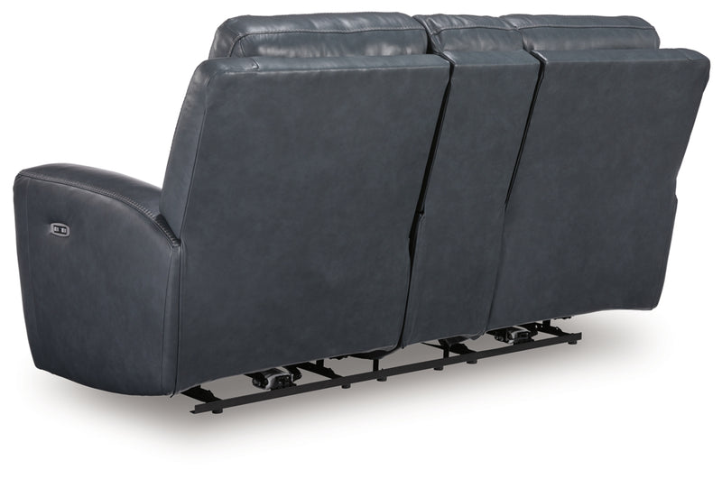 Sofá reclinable de dos plazas Momentum Moves con consola y reposacabezas ajustable