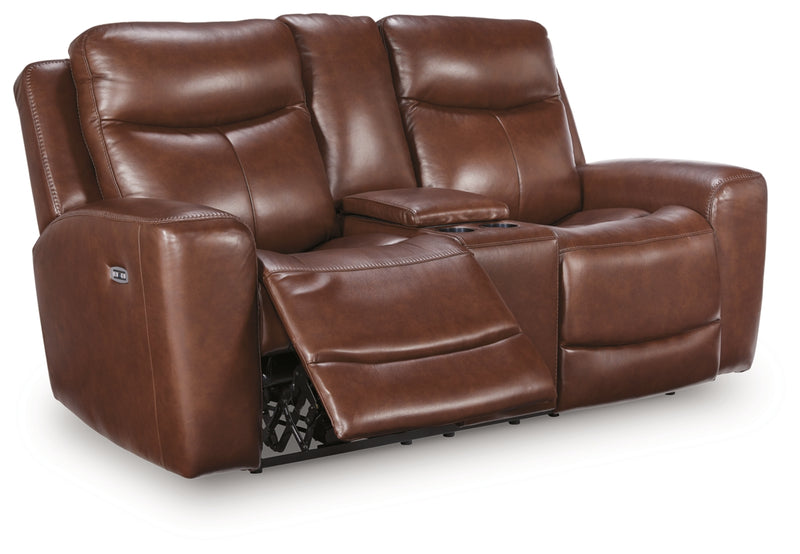 Sofá reclinable de dos plazas Momentum Moves con consola y reposacabezas ajustable