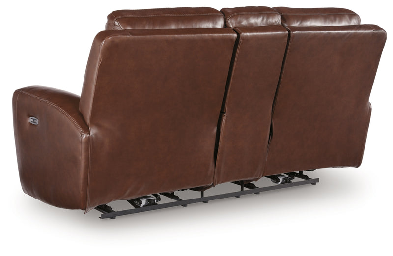 Sofá reclinable de dos plazas Momentum Moves con consola y reposacabezas ajustable