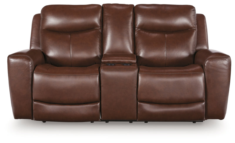 Sofá reclinable de dos plazas Momentum Moves con consola y reposacabezas ajustable