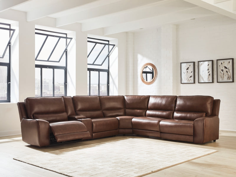 Sofá seccional reclinable Silverbrooke de 6 piezas con consola de almacenamiento