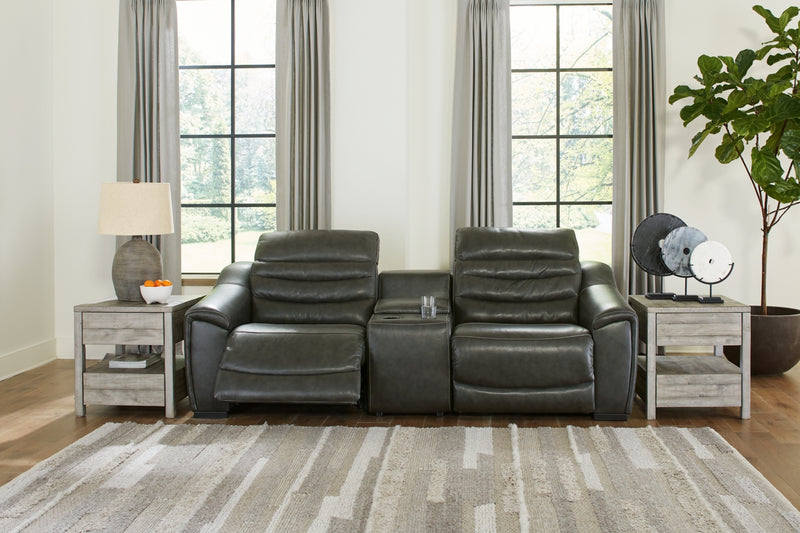 Sofá biplaza reclinable eléctrico de 3 piezas Center Line con consola