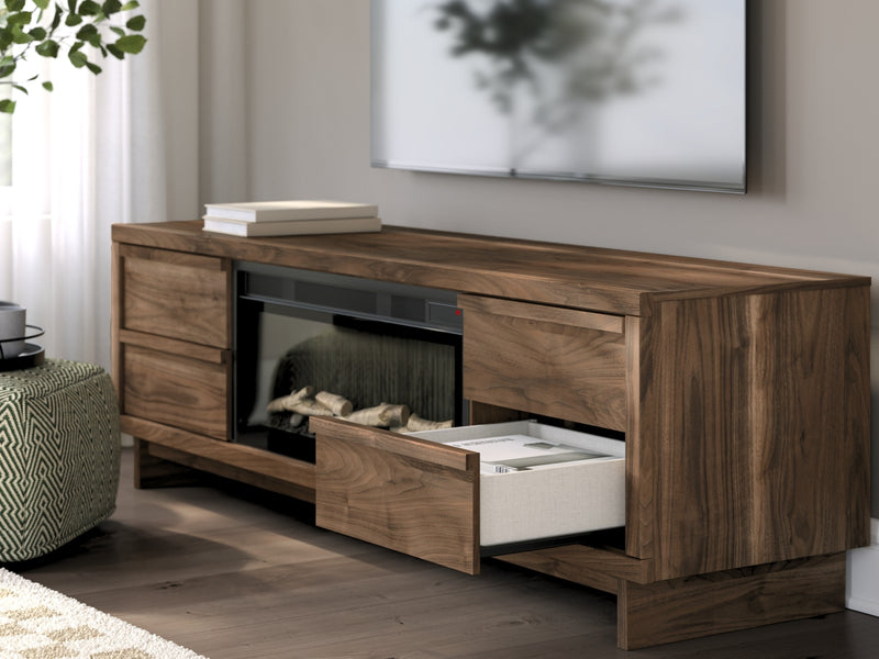 Mueble para TV de 72" Zadilyn con chimenea eléctrica