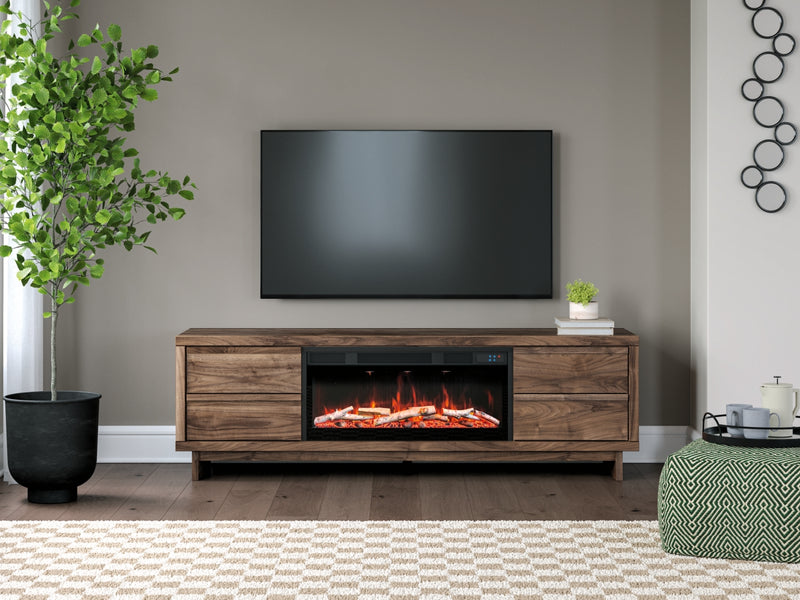 Mueble para TV de 72" Zadilyn con chimenea eléctrica