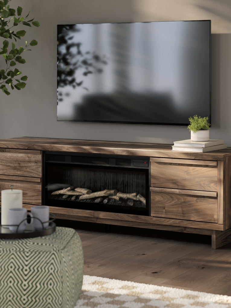 Mueble para TV de 72" Zadilyn con chimenea eléctrica