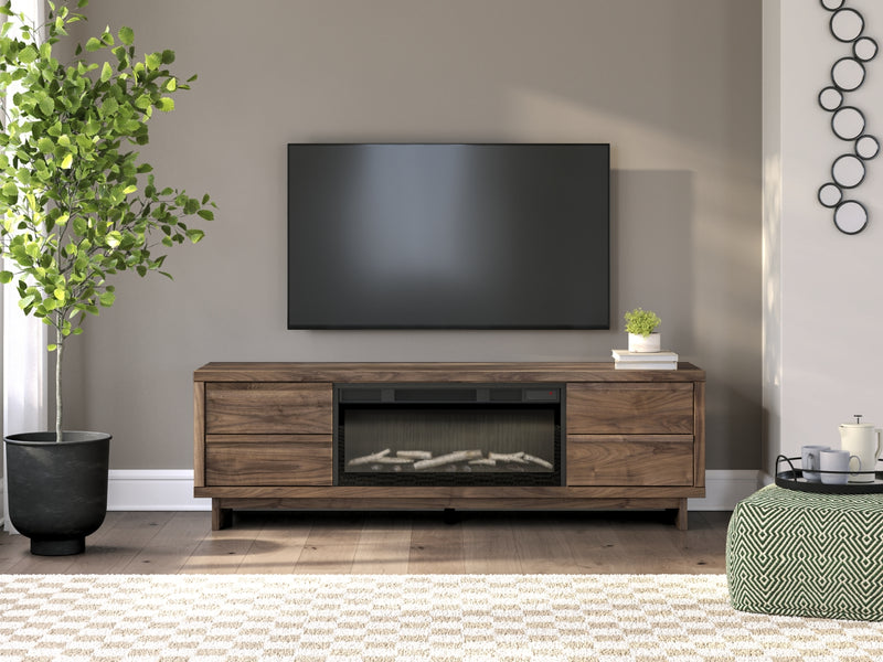 Mueble para TV de 72" Zadilyn con chimenea eléctrica
