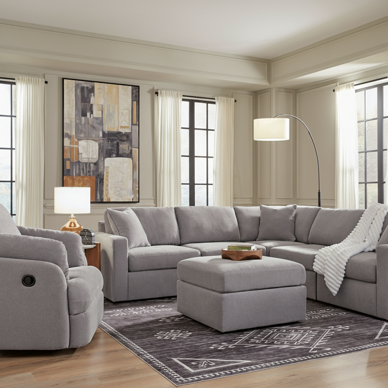 Modmax 4-Piece Sectional with Storage Chaise and Audio Console