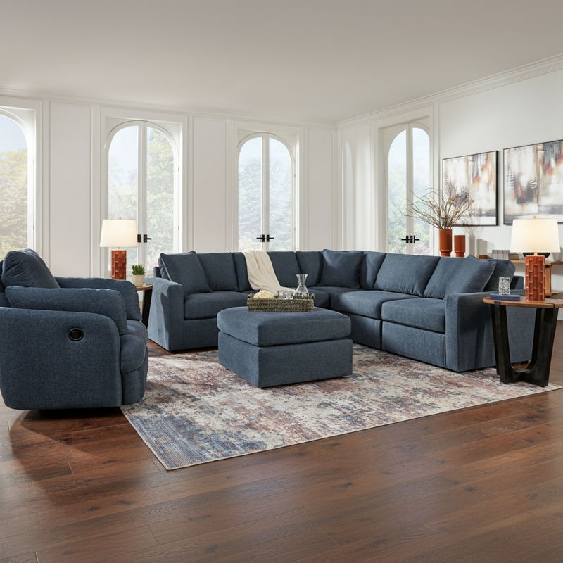 Modmax 6-Piece Sectional with Storage Chaise and Audio Console