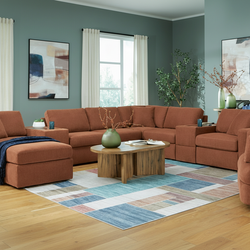 Modmax 6-Piece Sectional with Storage Chaise and Storage Console