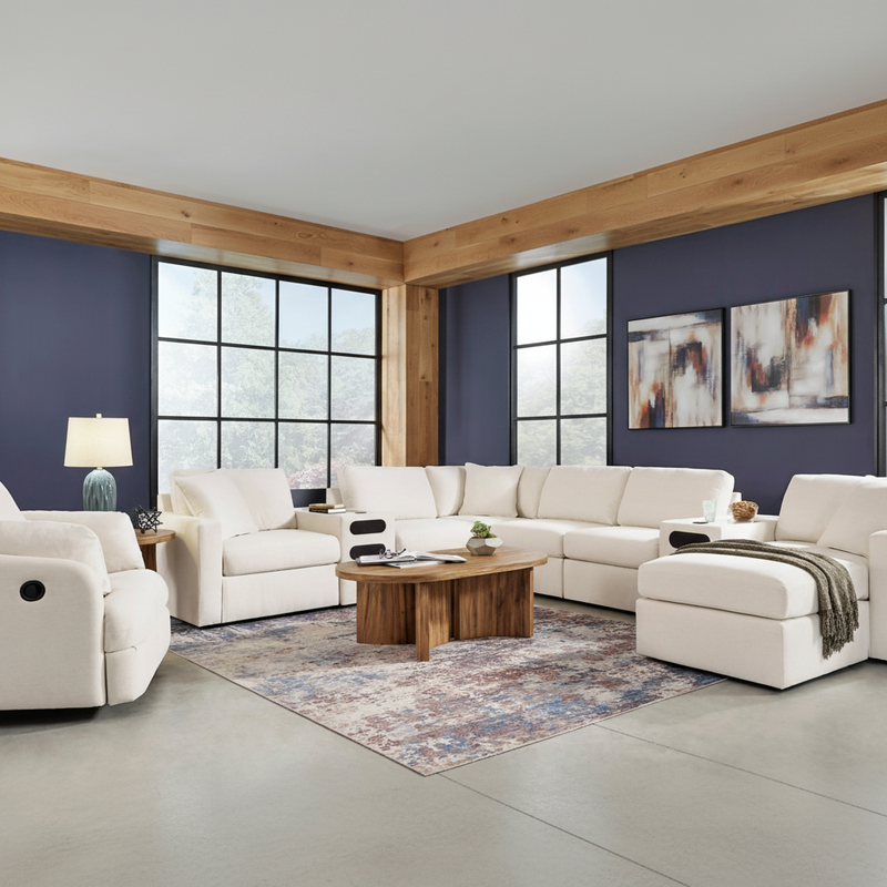 Modmax 6-Piece Sectional with Storage Chaise and Storage Console