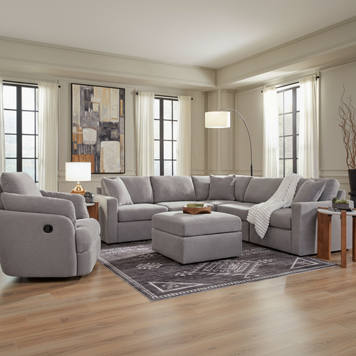 Modmax 6-Piece Sectional with Storage Chaise and Storage Console