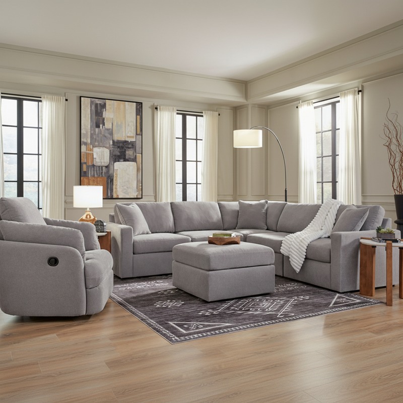 Modmax 8-Piece Double Storage Chaise Sectional with Audio and Storage Consoles