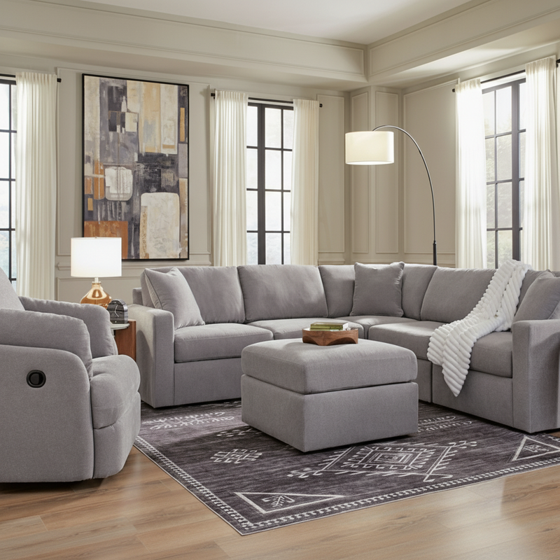 Modmax 8-Piece Sectional with Storage Chaise and Audio Consoles