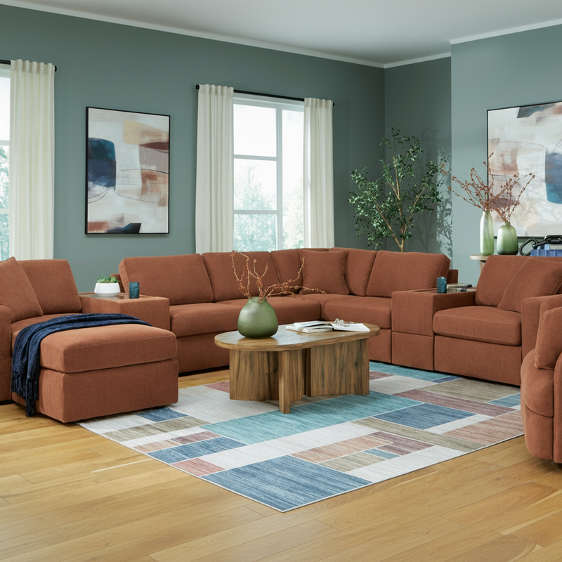 Modmax 8-Piece Sectional with Storage Chaise and Storage Consoles