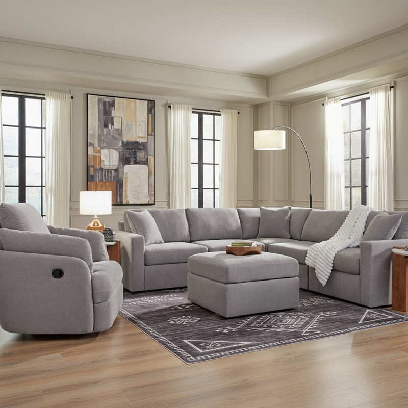Modmax 8-Piece Sectional with Storage Chaise and Storage Consoles